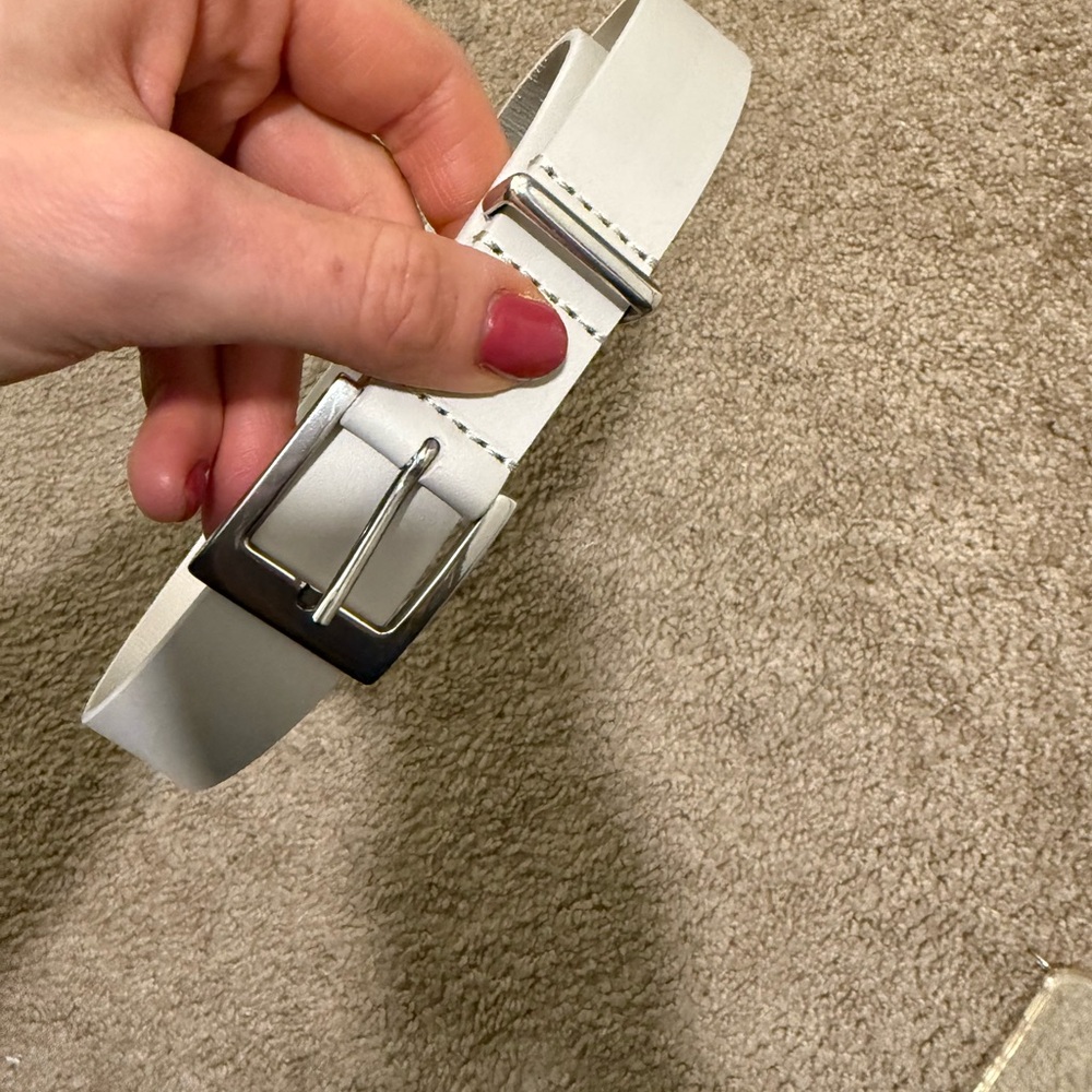Isabel Marant White Belt with Silver Buckle